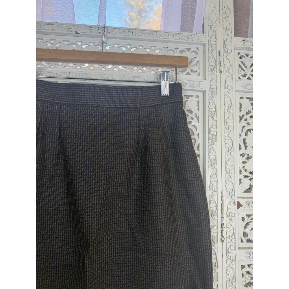 Vtg Wool Blend Houndstooth Pencil Skirt Womens‎ 14 Fits Small Preppy Academia